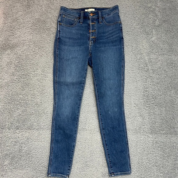 Madewell Jeans Womens 27 Curvy Roadtripper Button Fly Dark Wash Denim Straight - Picture 1 of 11